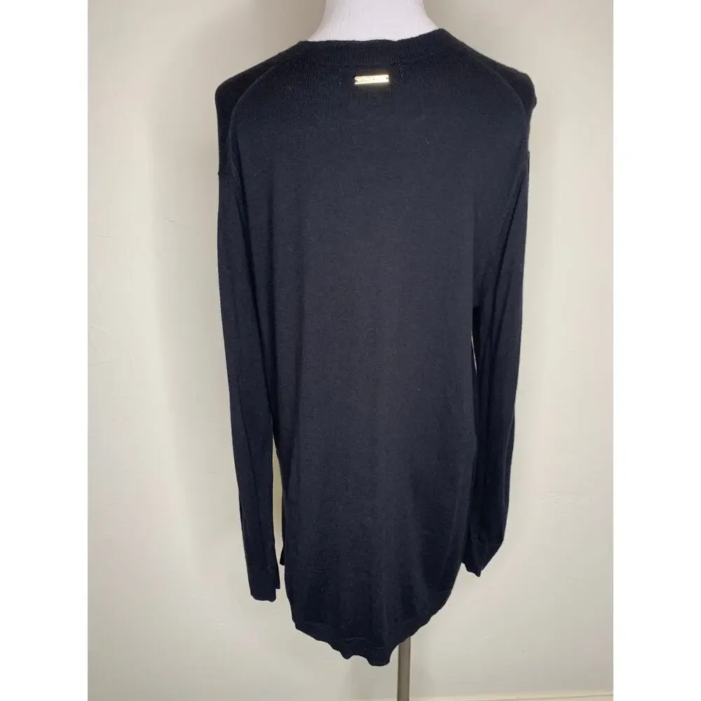 Michael Kors Black V Neck Light Weight Sweater Sz Small